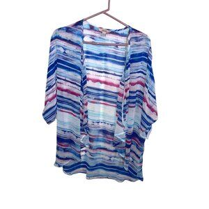 Decree Watercolor Stripe Kimono Cardigan Large Open Front Lightweight